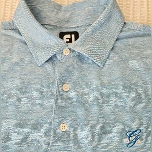 FootJoy Light Blue Heathered Stripe Polo with Embroidered G